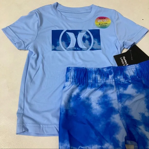 Hurley cute blue tie-dye UPF50+ active shorts set 4058 - Picture 2 of 8